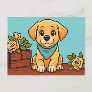 Cartes Pour Fêtes Annuelles Portrait de chiot Labrador Retriever vintage migno