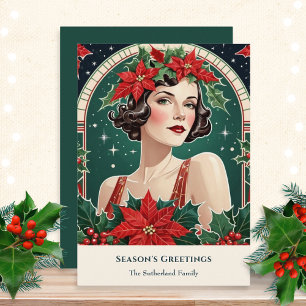 Cartes Pour Fêtes Annuelles Portrait de dame rétro inspiré de l'Art Déco pour