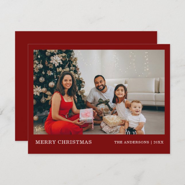 Cartes Pour Fêtes Annuelles Portrait de famille minimal moderne | Joyeux Noël (Devant / Derrière)