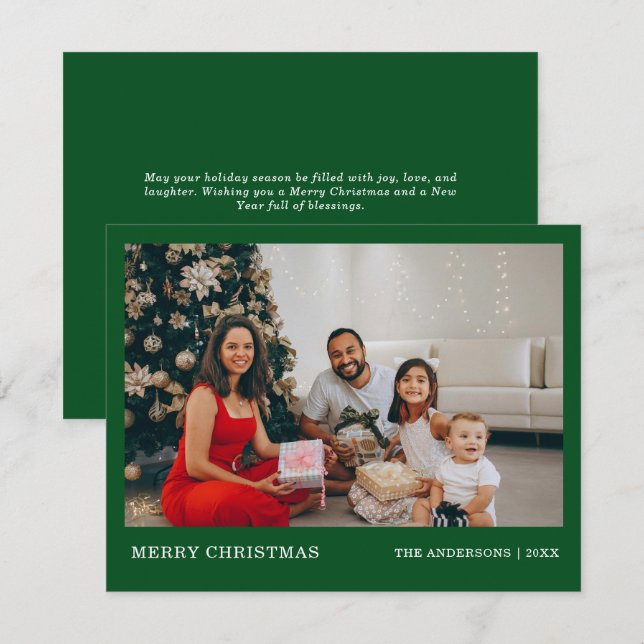 Cartes Pour Fêtes Annuelles Portrait de famille minimal moderne | Joyeux Noël (Devant / Derrière)