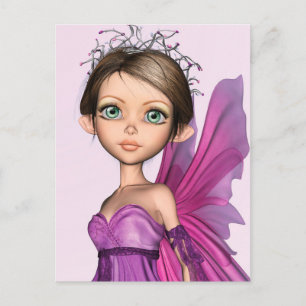 Cartes Pour Fêtes Annuelles Portrait de fantaisie aux grands yeux de fée rose
