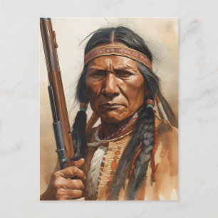 Cartes Pour Fêtes Annuelles Portrait de Geronimo, chef de guerre indien