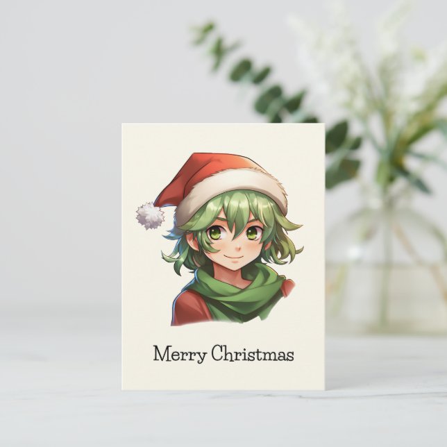 Cartes Pour Fêtes Annuelles Portrait de l'Anime de Noël (Debout devant)