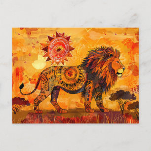Cartes Pour Fêtes Annuelles Portrait de lion africain dans le style tribal