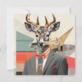 Cartes Pour Fêtes Annuelles Portrait de mode d'un cerf