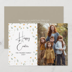Cartes Pour Fêtes Annuelles Portrait de Pâques élégant de fleur sauvage de pri