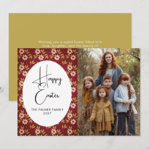 Cartes Pour Fêtes Annuelles Portrait de Pâques floral printanier élégant simpl