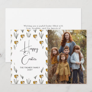 Cartes Pour Fêtes Annuelles Portrait de Pâques floral printanier Élégant Simpl