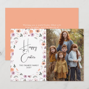 Cartes Pour Fêtes Annuelles Portrait de Pâques floral printanier élégant simpl