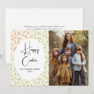 Cartes Pour Fêtes Annuelles Portrait de Pâques floral printanier élégant simpl