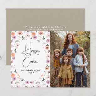 Cartes Pour Fêtes Annuelles Portrait de Pâques floral printanier élégant simpl