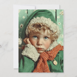 Cartes Pour Fêtes Annuelles Portrait d'enfant elfe d'hiver confortable