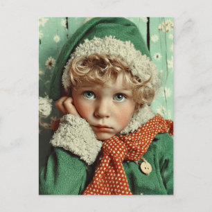 Cartes Pour Fêtes Annuelles Portrait d'enfant lutin d'hiver confortable