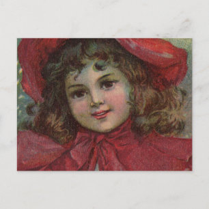 Cartes Pour Fêtes Annuelles Portrait d'enfant victorien de Noël avec un chapea