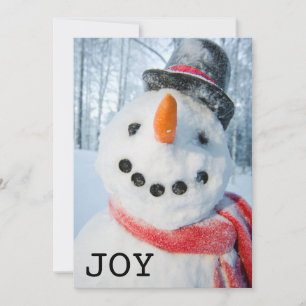 Cartes Pour Fêtes Annuelles Portrait d'un bonhomme de neige heureux