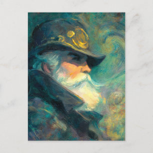 Cartes Pour Fêtes Annuelles Portrait d'un vieil homme d'hiver vintage