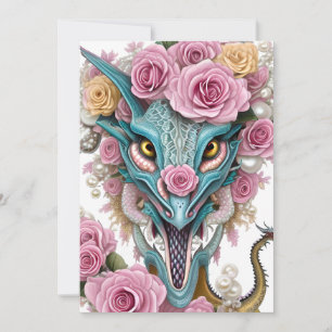 Cartes Pour Fêtes Annuelles Portrait d'une belle tête de dragon rose lunatique