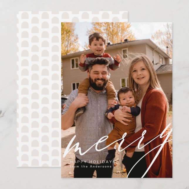 Cartes Pour Fêtes Annuelles Portrait en pleine page avec joyeux en écriture (Devant / Derrière)