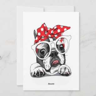 Cartes Pour Fêtes Annuelles Portrait Français Buldog Dans Un Headband