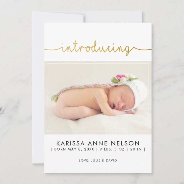 Cartes Pour Fêtes Annuelles portrait pois bleu lettre à la main naissance (Devant)