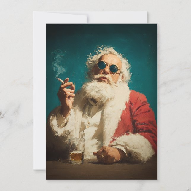 Cartes Pour Fêtes Annuelles Portrait Rétro Cool de Père Noël (Devant)