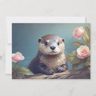 Cartes Pour Fêtes Annuelles Portrait Timeless d'une Jeune Loutre Mignonne de S