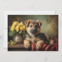 Portrait Vintage d'un Jeune Chien Berger Allemand 