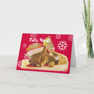 Cartes Pour Fêtes Annuelles Portugais : Noël Kitty/Gatinho pas natal