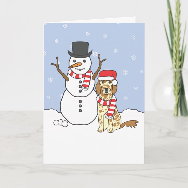 Cartes Pour Fêtes Annuelles Poseur anglais et bonhomme de neige (Devant)
