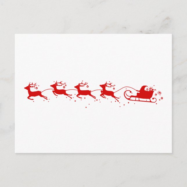 Cartes Pour Fêtes Annuelles Post-card Reindeers et Santa Claus (Devant)