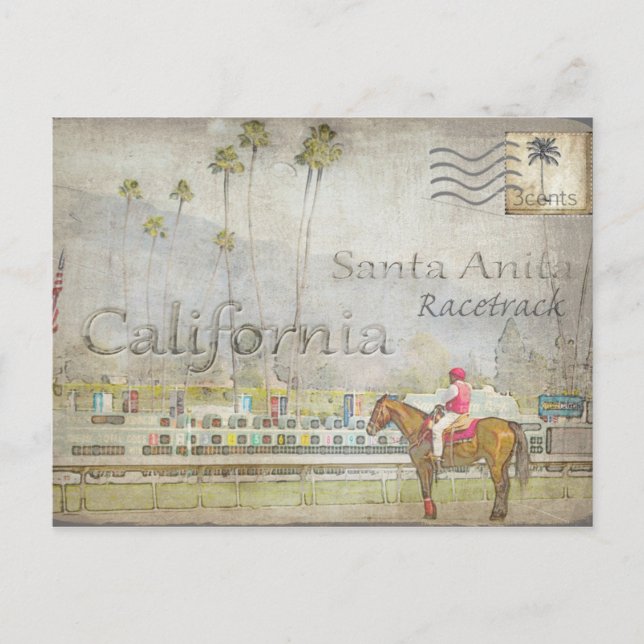 Cartes Pour Fêtes Annuelles Postcard of Santa Anita Racetrack, California (Devant)