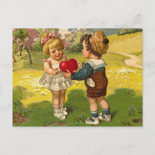 Cartes Pour Fêtes Annuelles Postcard - Valentine's Love Little Boy Girl Heart