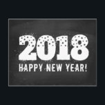 Cartes Pour Fêtes Annuelles Postcard with text of 2018 on chalkboard. New year<br><div class="desc">Retro postcard of a 2018 on chalk board. Vintage greeting card for New Year 2018. Happy New Year!</div>