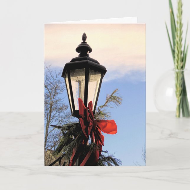 Cartes Pour Fêtes Annuelles Poste de lampe décoré de vacances (Devant)