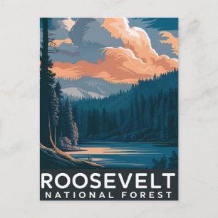 Cartes Pour Fêtes Annuelles Poster de l'aquarelle de la forêt nationale Roosev