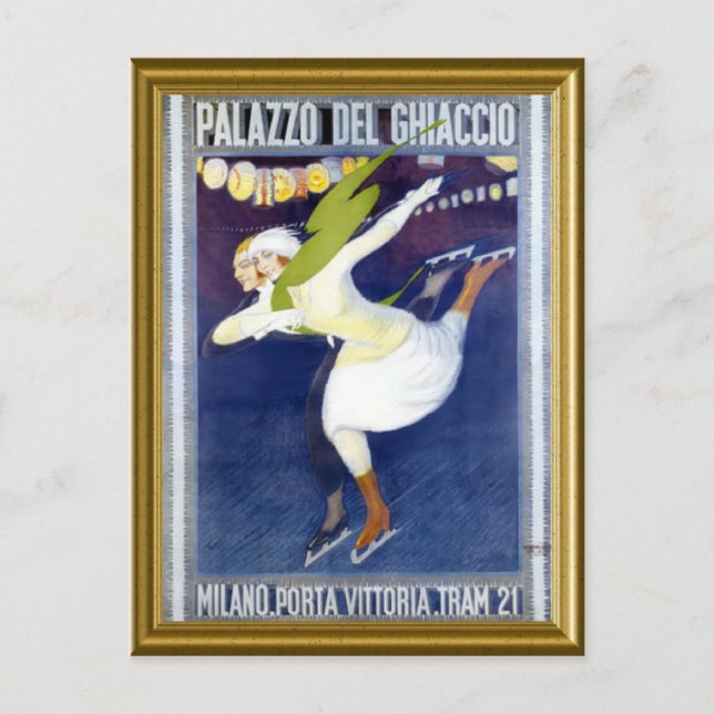 Cartes Pour Fêtes Annuelles Poster de patinage d'Italie 1920 (Devant)