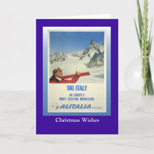 Cartes Pour Fêtes Annuelles Poster de ski vintage, Ski Italie, Alitalia