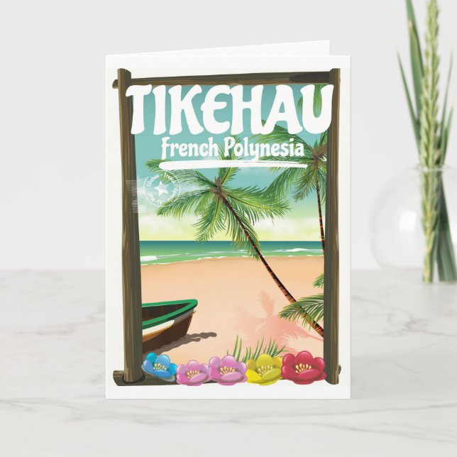Cartes Pour Fêtes Annuelles Poster de voyage de Tikehau en Polynésie française (Devant)
