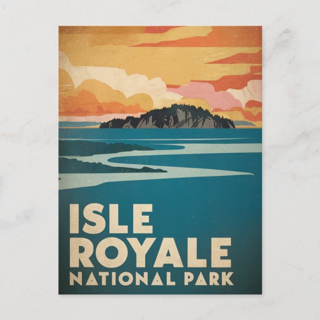 Cartes Pour Fêtes Annuelles Poster rétro du parc national de l'Isle Royale (Devant)