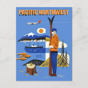 Cartes Pour Fêtes Annuelles Poster Vintage voyage Pacific Northwest Seattle PC