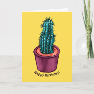 Cartes Pour Fêtes Annuelles Pot de cactus drôle anniversaire psychédélique tri