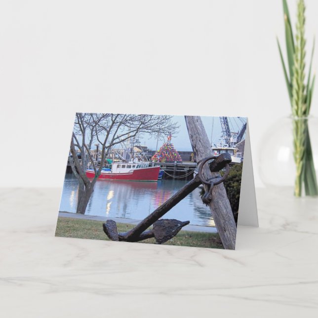 Cartes Pour Fêtes Annuelles Pot de homard éclairé Plymouth MA (Devant)