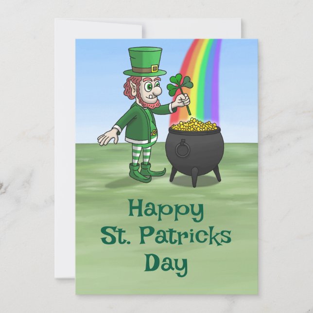 Cartes Pour Fêtes Annuelles Pot d'or du lutin pour la Saint-Patrick (Devant)