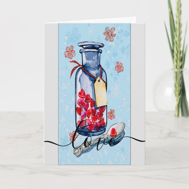 Cartes Pour Fêtes Annuelles Pot Mason d'Amour (Devant)