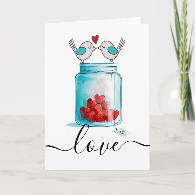 Cartes Pour Fêtes Annuelles Pot Mason d'amour (Devant)