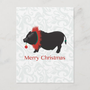 Cartes Pour Fêtes Annuelles Potbellied Cochon Joyeux Noël Design