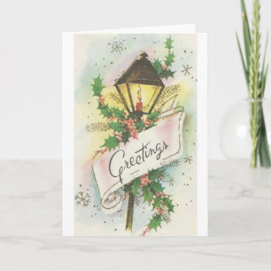 Cartes Pour Fêtes Annuelles Poteau de lampe de Noël vintage