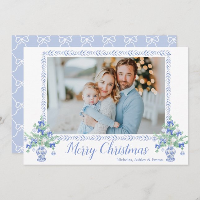 Cartes Pour Fêtes Annuelles Pots de gingembre d'arbre de Noël à décor de chino (Devant / Derrière)