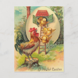 Cartes Pour Fêtes Annuelles Poulailler de Pâques Coq Poussin Oeuf