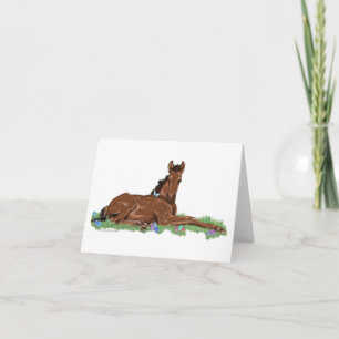 Cartes Pour Fêtes Annuelles Poulain et papillon de cheval d'oeuf de pâques